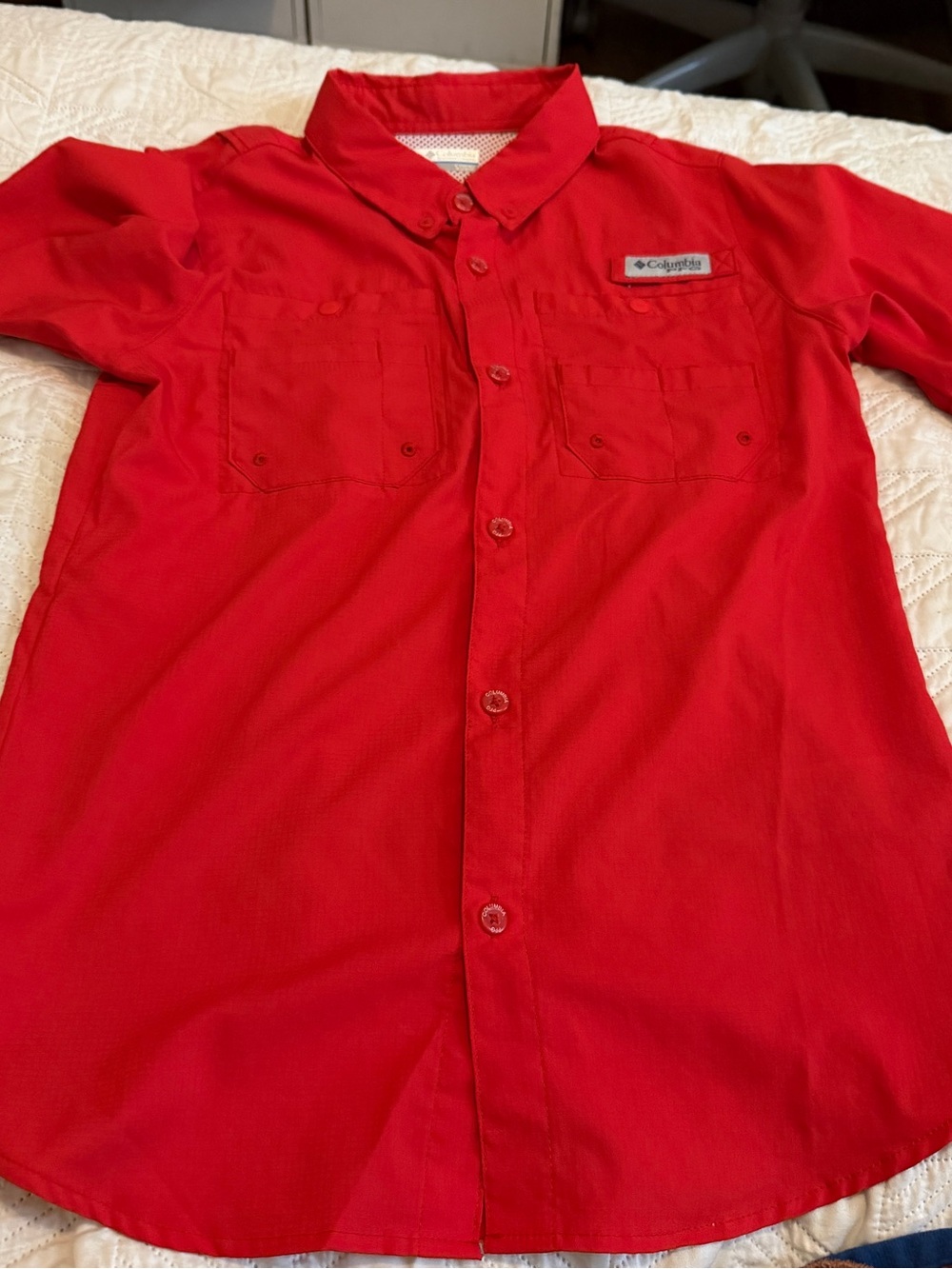 Columbia Red Short-Sleeve Button-Down Shirt for Kids